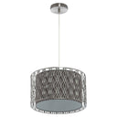 14"W Karla Silver Metal Pendant Light with Fabric Shade