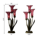 21.5" H Lily 3 Light Table Lamp. Comparison between lit and unlit