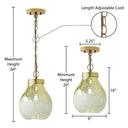 9 in. Gold 1-Light Pendant with Gold and Cream Ombre Mercury Glass Shade