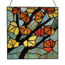 12" H Leaves in Autumn Stained Glass Window Panel