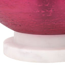 13" H Meggie Fuchsia Globe-Like Shade Accent Lamp with a White Marble Pedestal Base
