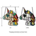 8"H Ariel the White Unicorn Stained Glass Window Panel