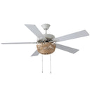 52" 5-Blade LED Tan Rattan Lighted Ceiling Fan