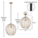 12"W Natalia Wire-Wrapped Caged Globe Shade Pendant Light