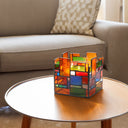 4.75" W Tiffany-Style Geometric Stained Glass Candle Holder
