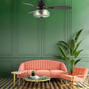 42" W Cecile LED Indoor Hand-Blown Seafoam Green Glass Shade with Dot Texture Ceiling Fan with Remote Control