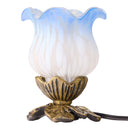 6"H Hand Painted Frosted Glass Flower Tulip Accent Lamp - Blue/White