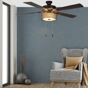 52"W Bronzed Wave 5-Blade LED Ceiling Fan