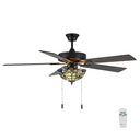 52" W Magna Carta Indoor Tiffany Stained Glass Oil Rubbed Bronze Ceiling Fan with Remote Control
