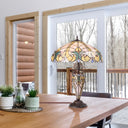 24.5" H Halston Double Lit Ivory Bowl Shade Stained Glass Table Lamp