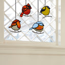 4.5" H Bird Quartet Stained Glass Window Panel Set