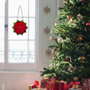 12"H Mary Holiday Poinsettia Stained Glass Window Panel