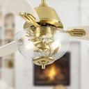 42" W Pepin Glam/Modern LED Indoor Clear Gold Glass Ceiling Fan with Oak and White Blades, Remote Control