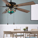 52"W 5-Blade Remote-Controlled Ceiling Fan Tiffany Glass