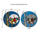 16"H Birds in the Night Sky Round Stained Glass Window Panel