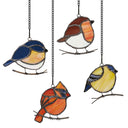 4.5" H Bird Quartet Stained Glass Window Panel Set