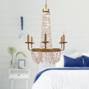 27.5"H Brushed Gold + Capiz Shell Candelabra Plug-in and Hardwire 6-Arm Chandelier