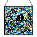 12" W Love Birds Mosaic Stained Glass Window Panel