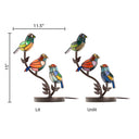 15" H Tiffany-Style Stained Glass Bird Novelty Table Lamp. Comparison between lit and unlit