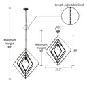 27.5" L Carmen Industrial Black Square Shade Pendant Light