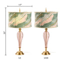33" H Romance Pink/Green Drum Shade Geometric Glass Table Lamp