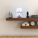 10.5" H Briggs Blue/White Ombre Globe-Like Shade Accent Lamp with a Mango Wood Block Base
