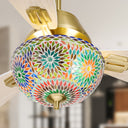 42" W Pierre LED Indoor Multicolored Mosaic Glass Ceiling Fan with Remote Control