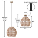 Charlotte River of Goods Metal and Woven Hemp Rope Hanging Pendant Light
