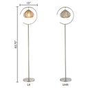 63.75"H Brushed Nickel Iron Floor Lamp & Tan Rattan Shade