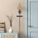32.75”H Candlestick Wall Sconce with Tan Rattan Shade