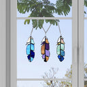 6"H Set-of-3 Virtues of a Feather Stained Glass Window Panel Accents