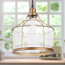 Bernadette River of Goods Brass Metal and Clear Glass Pendant Lamp