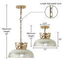 13" 1-Light Silver and Gold Dome Shaded Pendant