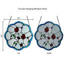 12" H Ladybugs Round Stained Glass Window Panel