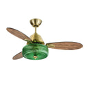 42-in W Sable LED Indoor Green Textured Glass and Gold Metal Ceiling Fan with Light Kit and Remote