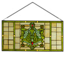 26"W Vintage Victorian Stained Glass Window Panel