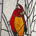 18.5"H Northern Cardinal Songbird Stained Glass Window Panel