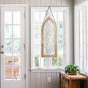 36" H Cathedral Geometric Clear Glass Window Panel in Mango Wood Frame