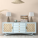 August Set of Two 22" High Tan Rattan and Brushed Nickel Iron Urn-Shaped Table Lamps with White Fabric Drum-Shaped Shades