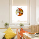 14"H Doves at Sunset Round Stained Glass Window Panel