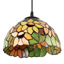 10" W Evelina Yellow Sunflowers Stained Glass Dome Shade Pendant Light