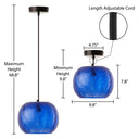 9.8" W Marley Glam Blue Handblown Glass Globe Shade Pendant Light