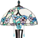 Tula 24.75" H Tiffany-style Teal Bowl Shade Stained Glass Table Lamp. Close up of shade turned on