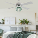 Eva River of Goods Remote Controlled Ribbed Green Sea Glass Shaded 1-Light 52-Inch Ceiling Fan