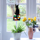 12.5”H Kate Black Library Cat Stained Glass Window Panel