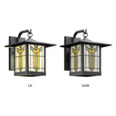 River of Goods Amber Stained Glass and Black 1-Light Outdoor Lantern Wall Sconce