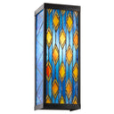 River of Goods Blue Stained Glass and Black Metal Rectangular 1-Light Outdoor Wall Sconce