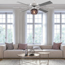 Eva River of Goods Remote Controlled Chocolate Ribbed Glass Shaded 1-Light 52-Inch Ceiling Fan