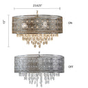 24"W Brielle Polished Nickel and Crystal 3-Light Chandelier