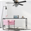 52"W LED Silver Punched Metal and Clear Crystal Ceiling Fan